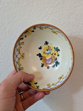 Vintage Hand-Painted Noritake Red "M" Porcelain Floral Footed Small Bowl Japan